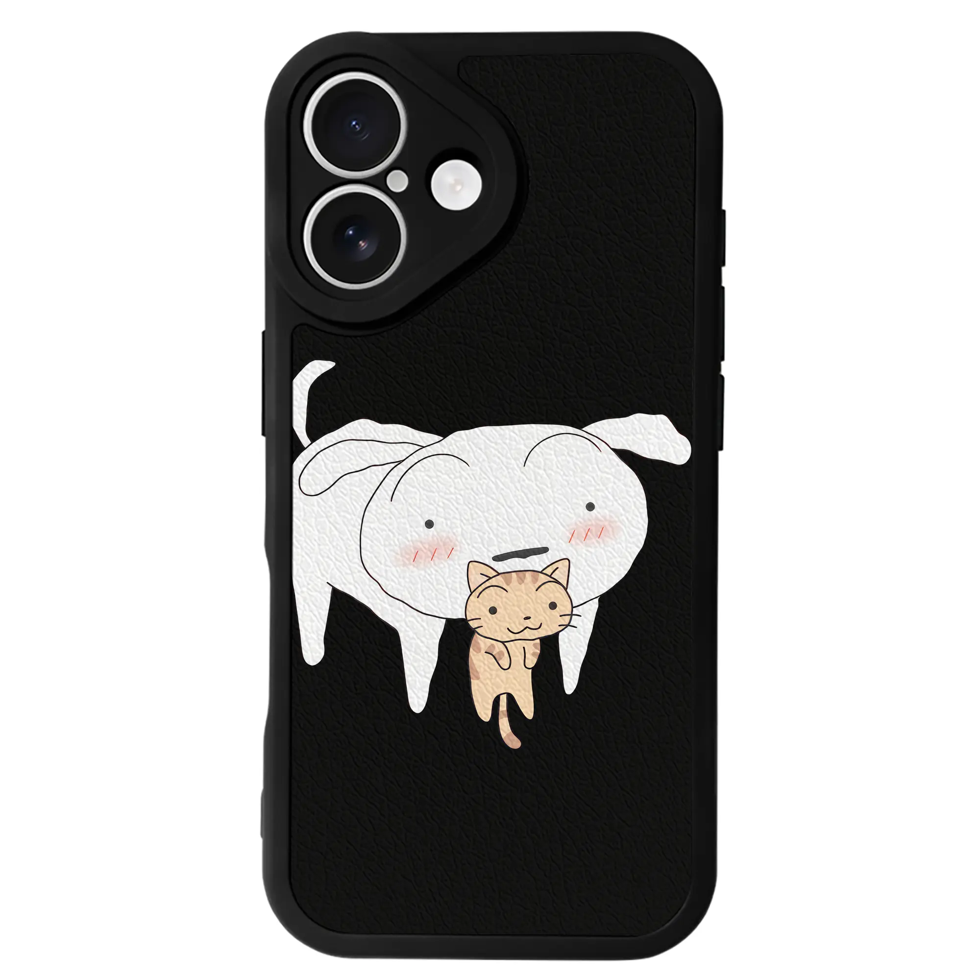 クレヨンしんちゃん グッズ シロ - IPhone 16シリーズ対応 ・ シリコンスマホケース ・ レザー調 ・ 高精度フィット ・ 耐衝撃 ・ ワイヤレス充電対応 ・ 精密カット